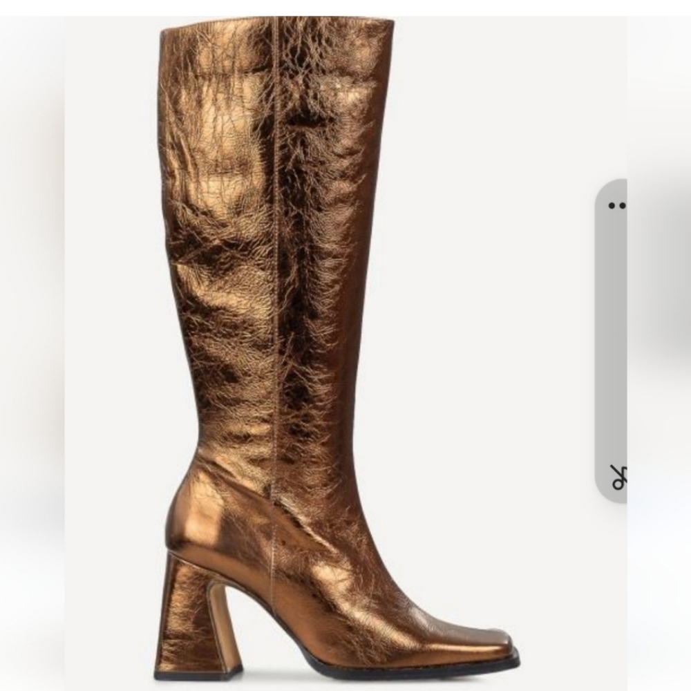 NEW Ana Palma Metallic Bronze Knee High Boots Size 39 Made In Spain